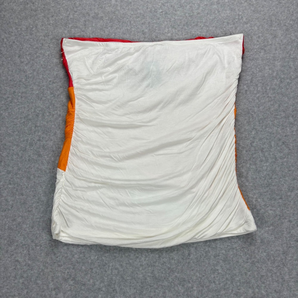 Studio Y Tube Top Womens L Red Orange White Colorblock Ruched Strapless Summer - Picture 2 of 8